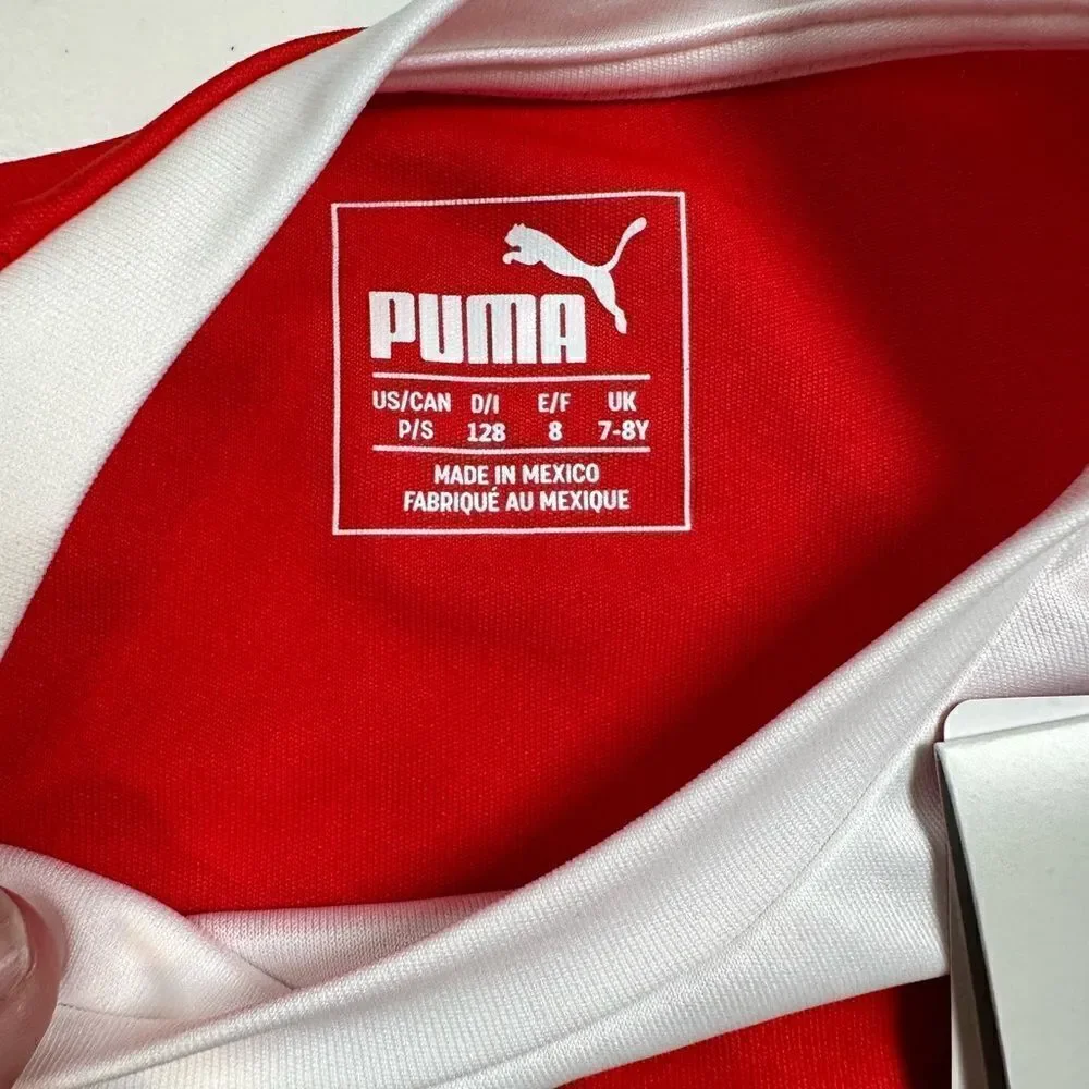 NWT PUMA Youth LIGA Hoop s Jersey Red/White Striped Short Sleeve Shirt - Size S